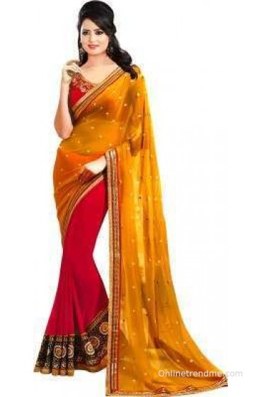 Go4fashion Embriodered Fashion Georgette, Net Sari